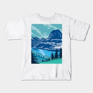 Glacier National Park and Kintla Lake in Montana United States WPA Poster Art Color Kids T-Shirt